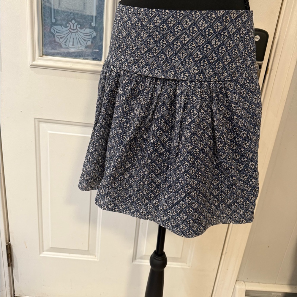 Madewell Navy Patterned A-Line Skirt